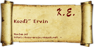 Kozó Ervin névjegykártya