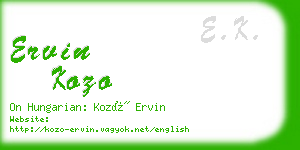 ervin kozo business card